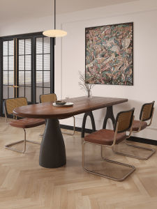 French Style Ancient Style Solid Wood Dining Table Oval Style Quiet Style For Home Small Apartment Living Room Classy Semicircle Island Table