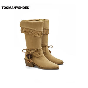 Toomanyshoes | Fall Winter High Heel Knee-High Boots Retro Knight Style