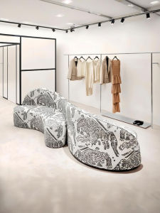 Italian Style Double-Sided Fabric Sofa for Clothing Store Lobby Hotel Waiting Area Irregular Shape Sofa Modern Minimalist