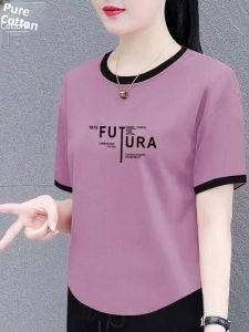 HUAXUNRAN | Cotton Short Sleeve T-shirt Loose Fit Slimming Tummy Covering