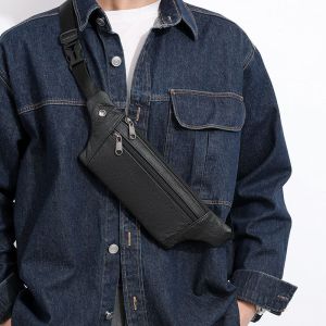 Fashionable Multi-Layer Mens Fitness Bag 2024 New Hand-Crossbody Waist Bag Single Shoulder Bag Leather Handbag for Sports