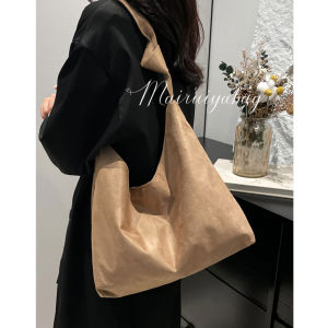 Frosted Vintage Bag Womens Large Capacity 2024 New Arrival Autumn and Winter Wild One Shoulder Shopping Bag Work Clothing Bucket Tote Bag