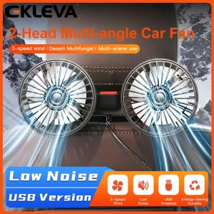 EKLEVA 3-speed Car Seat Back Cooling Fan USB Charge Dual Head Fan 360 Degree Rotation Auto Headrest Ventilation Fan Neck Cooler