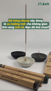 Đế Hứng Nhang Trầm Hương 3 Lành Bằng Đá Rộng Miệng Phong Cách Thiền Nhật Trang Trí Nhà Bàn Thờ Thiền