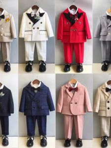 Childrens Business Suit One Year Old Celebration Dress Baby Boy Birthday Banquet Flower Boy Boy Handsome British Style Prince Small Suit
