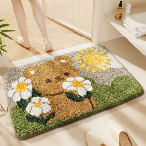 VIKAMA Cute Bear Rug for Bathroom Entrance Kids Room Decor Soft and Skin-Friendly Creating a Playful Home Decor