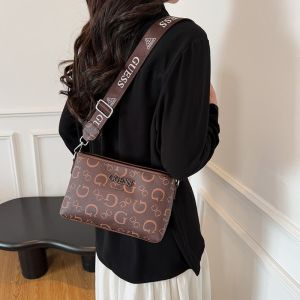 GUESS FOR 24x16x10CM  Women fashionable printed small square bag trendy letter women bag wide shoulder strap single shoulder crossbody bag