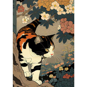 BILIBILI | Oil Painting By Numbers Vintage Japanese Ukiyo-e Style Sleeping Cat DIY Number Drawing Canvas Pictures By Numbers Home Decor
