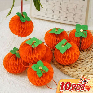 Yespery 10 cái Mặt dây chuyền quả hồng may mắn năm mới Trung Quốc bóng tổ ong hồng 3D cây trồng trong chậu trang trí nhà lễ hội treo lòng thòng