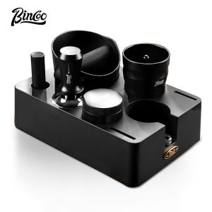 BINCOO Coffee Tamper Base Set Grounds Knocking Bucket Storage Base Coffee Machine Handle Bracket Tamper Powder Distributor Set Coffee Utensils 51/58MM