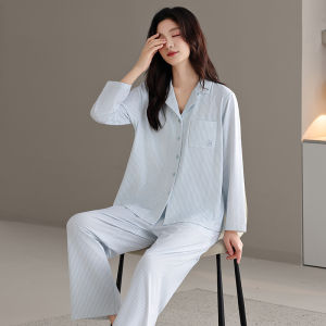 miiow | Pure Cotton Long Sleeve Sleepwear Set For Women Autumn Thin Loose Breathable Simple High-End Feeling Home Clothes Set