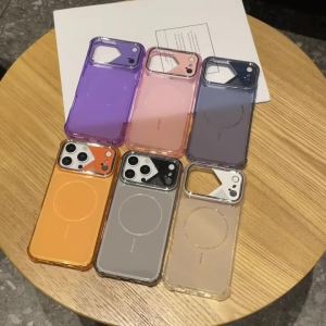 Candy Color Transparent Case For iPhone 17 Pro Max 16 15 14 13 No Magnetic Electroplating Large Camera Window Shockproof Cover