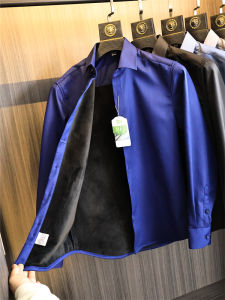 Containing Bamboo Fiber ~ Fleece-lined Thickened! Cabinet 500 + ~ Winter Men Light Business Travel Heattech Lapel Shirt Coat