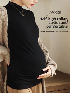 dr.domo | Pregnant Women Long Sleeve Modal Base Shirt Black Autumn Winter Elastic Inner Wear Maternity Top Outerwear Comfortable Stretchy