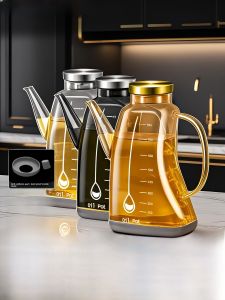 Food Grade Large Capacity Glass Oil Bottle Kitchen Storage Container No Drip Home Cooking Utensil Simple Chinese Style Quark Brand