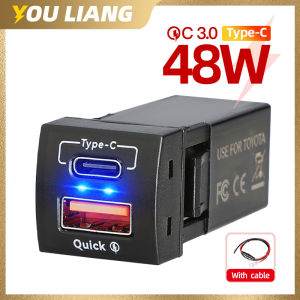 48W Fast Charger QC3.0 USB Type-C PD 12V For Toyota Corolla Car Mobile Phone Accessories Power Socket Adapter Quick Charging