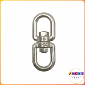 Amoki M4 M5 M6 M8 Stainless Steel Swivel Double Loops Hook Connector Two Ended Ring Link