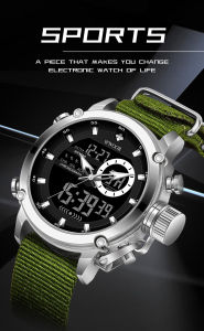 WWOOR Watch Mens Casual Leather/Nylon Quartz Watch Chronograph Mens Fashion Waterproof Date Clock Mens Sports Chronograph