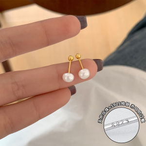 ต่างหูไข่มุกน้ำจืดธรรมชาติเงินแท้ 925 หรูหรา เครื่องประดับหูระดับไฮเอนด์ เครื่องประดับหูแบบเล็กที่หรูหราสำหรับรักษาช่องติดหู