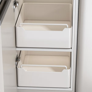 Kitchen Pull-Out Storage Box Sink Cabinet Multi-Functional Organizer Metal Drawer Style Home Use Utility Basket for Living Room