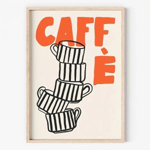 BILIBILI | 1pc Retro Italian Caffe Canvas Print Kitchen Wall Art Unframed Espresso Poster "Caffé" Lettering Aesthetic Home Office Decor