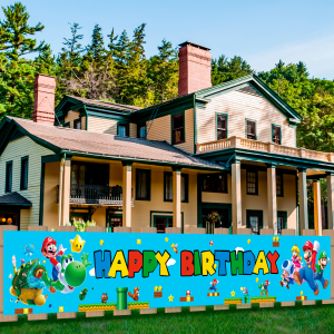 Bandai | 1 Pcs Super Mario Birthday Banner Super Mario Party Decorations Banner Mario Garden Yard Sign Banner for Mario Party Decorations