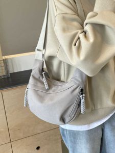 Casual Dumpling Shaped Waterproof Ladies Crossbody Bag Sports Cycling Bag Soft Polyester Lining Zipper Closure Everyday Use