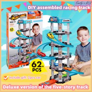 Childrens Large Ejection Track Parking Toy Car Set Puzzle DIY Assembled Toy City Car Model Slide Ejection Assembly Toy