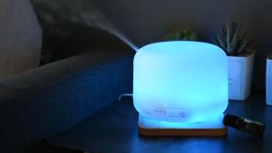 COD Cepat HUMI Humidifier Aromatherapy Oil Diffuser 6 LED + Remote / r Aroma Therapy Aromatherapy Air Humidifier Elektrik 7 LED + Remote Control / Alat Pengharum ruangan / penjernih udara atau pelembab udara / Humidifier Motif Kayu Unik- H24