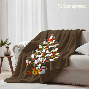 Beast Kingdom | Dachshund Christmas Tree Soft Warm Flannel Blanket Lightweight Cozy Christmas Halloween Home Decor Room