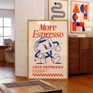 More Espresso Less Depresso Wall Art Coffee Quote Wall Art Coffee Station Wall Art Coffee Bar Print Cute Prints Retro Quote