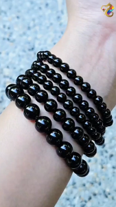 Premium Grade Natural Black Obsidian Bracelet (Single / 3 Rounds)