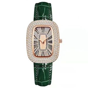 Jam Tangan Wanita Full Diamond Permata Mewah Bercahaya Dial Titanium Stainless Tahan Air Kulit Premium Quality Original Quartz Analog Korea Style Trendy Kekinian Arloji Woman Watches Cewek Dewasa Kondangan Simpel Elegan -JW88