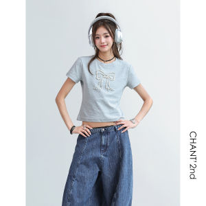 CHANT2nd | Beaded Bow Elegant T-Shirt Summer