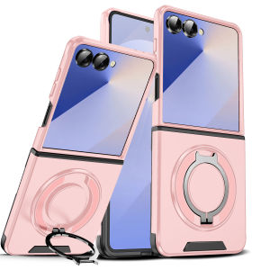 szhaiyu | Rugged Heavy Armor Ring Holder Phone Case for Samsung Galaxy Z Flip 8 7 FE 6 Magnetic Rotable Bracket Shockproof Cover