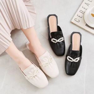 Wolf.id SPT-41 Sepatu Sandal Selop Wanita Slip On PVC Model Mutiara Korea Flat Shoes Cewek BISA COD
