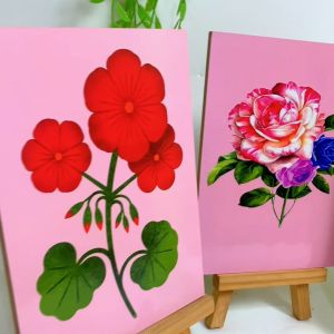 APOLITO (15X20 CM) HIASAN DINDING BUNGA KERTAS LUKIS WALL DECOR PAJANGAN DEKORASI POSTER KAYU