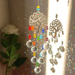 Lucky Tree Sun Catcher Crystal Wind Chimes Pendant Pendant Light Shadow Hanging Ornament Home Garden Window Hanging Decoration