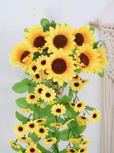1PC Artificial SunFlowers Christmas Garland for Wedding Home Room Decoration Spring Autumn Garden Arch DIY Fake Plant Vine