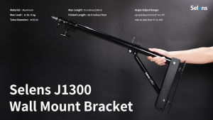 Selens Wall Mount Boom Arm with Triangle Base Max Length 130cm/ 51inches Adjustable Camera Mount Up to 4.26ft for Photography Studio Video Strobe Flash Ring Light Softbox Umbrella Reflector