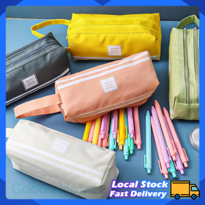 Double-Layer Pencil Case Bag Large Capacity Zip Pen Pouch Ins Korean Stationery Back to School Students Pencil Bag 笔袋