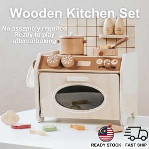 Wooden Kitchen Play Set Mainan Masak-masak Kids Cooking Toys Children Kitchen Toys Pretend Play Montessori Wooden Toys
