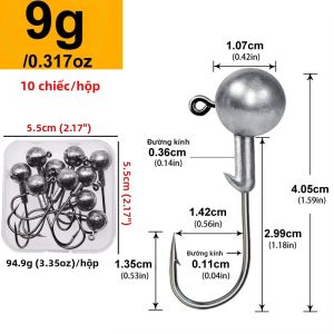 Móc Câu Jig Đầu Tròn 1g-28g Dành Cho Câu Cá Hồi Cá Vược Mồi Câu Mềm Mồi Giả Nước Mặn & Nước Ngọt Biển Sông Hồ Chứa