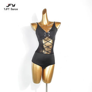 YJFY Dance | Sheer Halter Jumpsuit Fringe Half Skirt Latin Dancewear