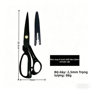 Kéo May Chuyên Nghiệp 8 Inch Lưỡi Đen Thép Không Gỉ Kèm Bao Đựng Dùng Cắt Vải Và Da