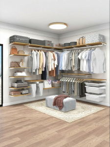 Custom Walk-in Metal Frame Solid Wood Bedroom Wardrobe