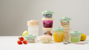 SUPERMAMA Plastic Baby Food Containers 12 Set(2/4/7oz)Stackable Baby Food Storage Containers with LidsBaby Food Jars for SnackPureeFreezer SafeEasy Storage&FreshnessMicrowavableBPA Free Green