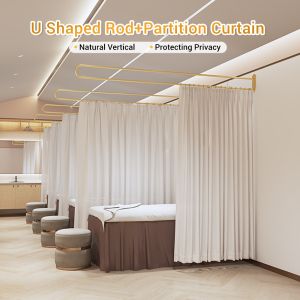 Iron Art U-Shaped Curtain Rod Beauty Salon Therapy Screen Partition Health Care Center Support Frame for Curtains