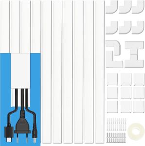 TV Cable Management Cord Cover Hider Cord Organizer Raceway Kit Cord Concealer System Covers PVC Trunking Channel (10-Pcs)