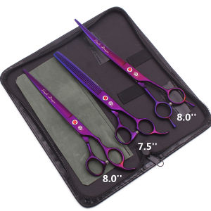 Purple Dragon 7.0 8.0 Pet Grooming Scissors Thinning Shears Professional Cat Dog Curved Scissors Hair Cutting Comb Z3005